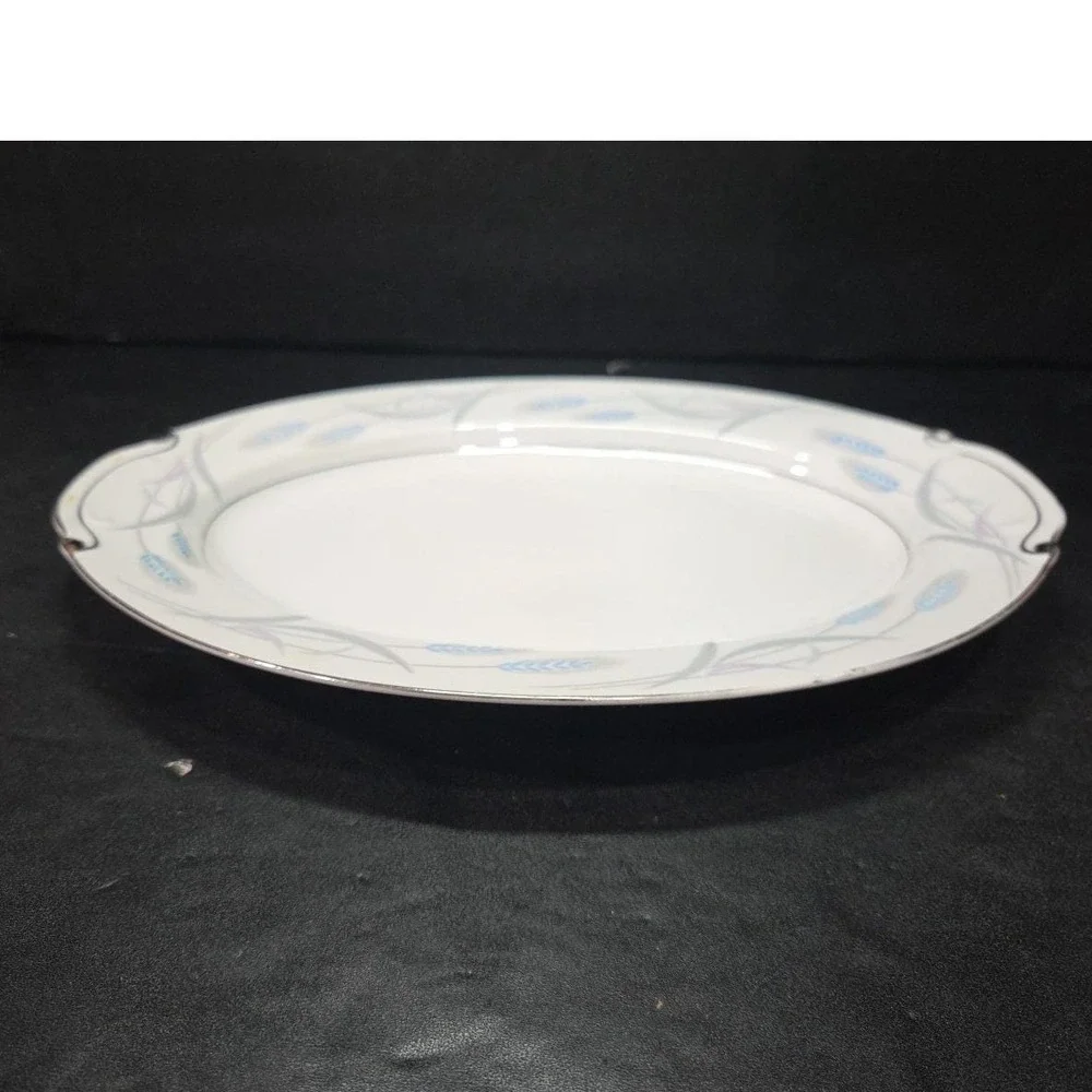 Valmont China Royal Wheat Oval Serving Platter, Vintage Patterned Serveware Dish
